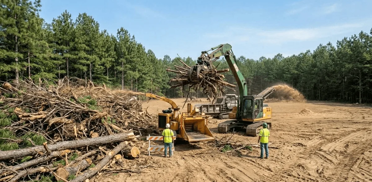 Debris haul-off and removal after land clearing in Burke County