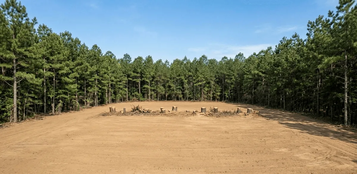 Residential lot being cleared for new home construction in Waynesboro GA