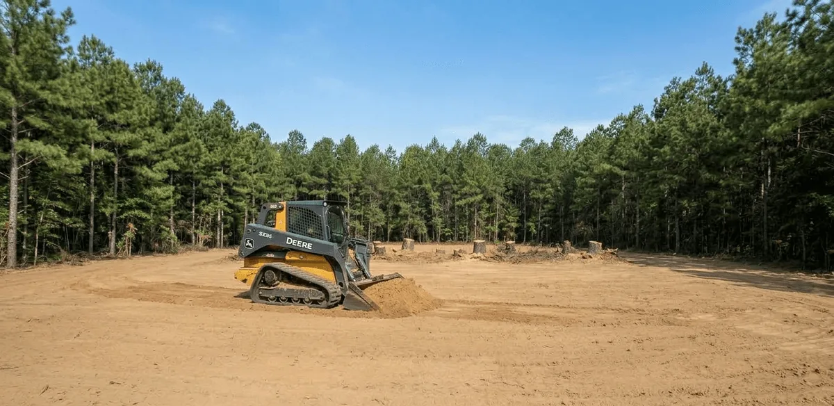 Site grading and preparation after land clearing in Burke County Georgia