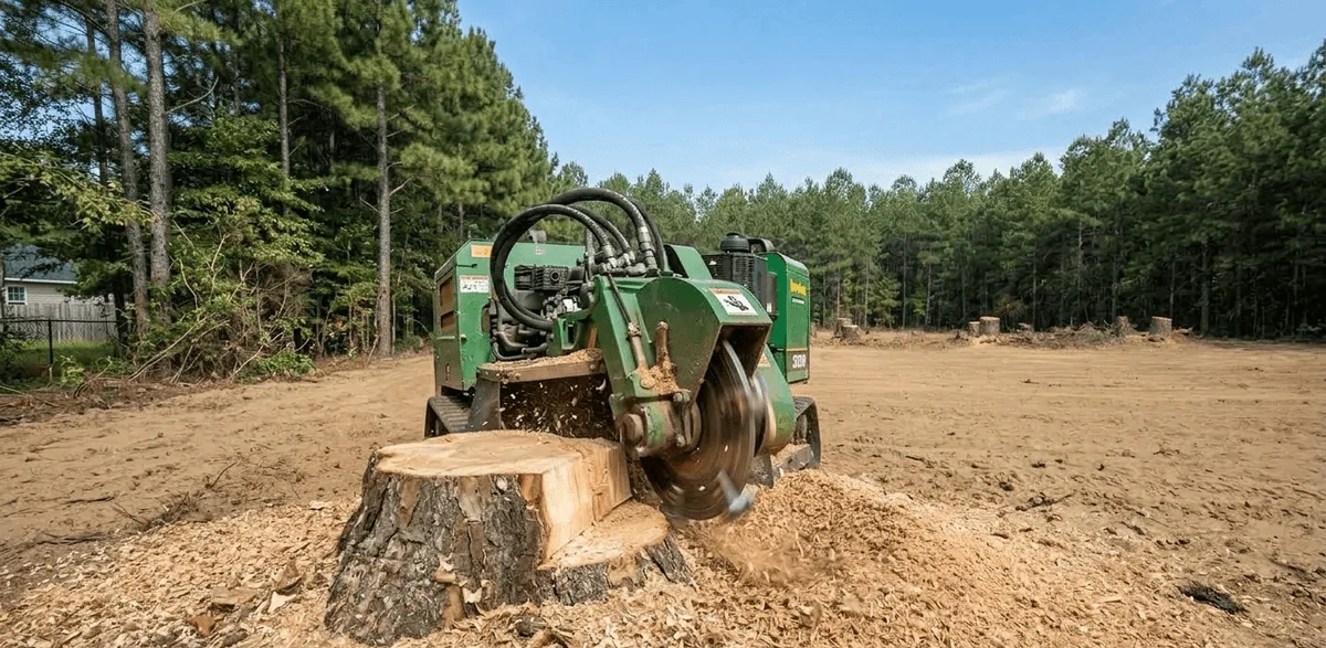 Commercial stump grinding below grade on a Waynesboro Georgia property